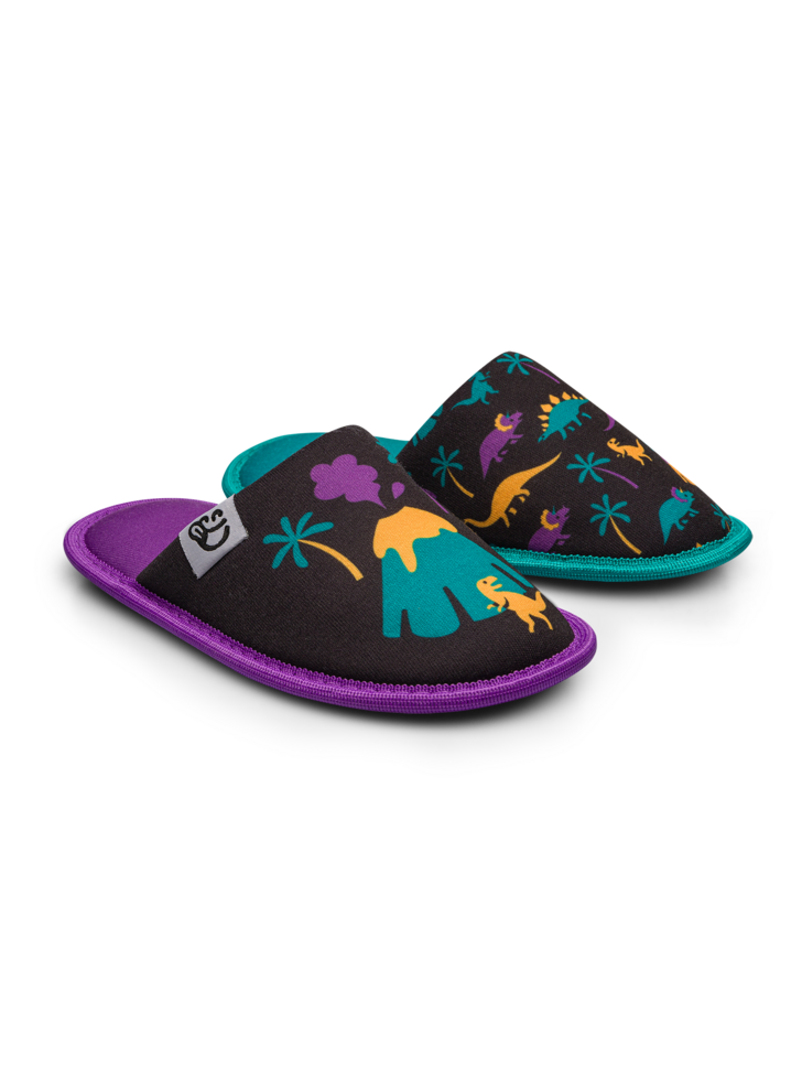 Pantoufles Enfants Dinosaures et volcans