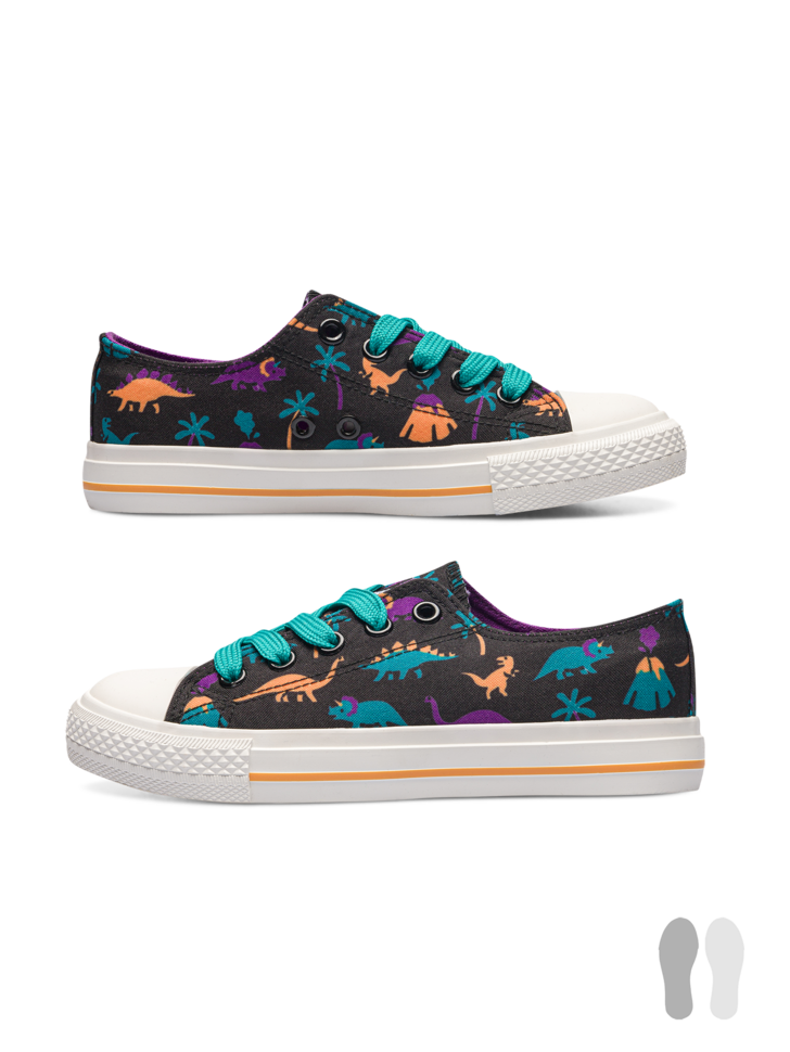 Chaussures en toile enfants Dinosaures et volcans