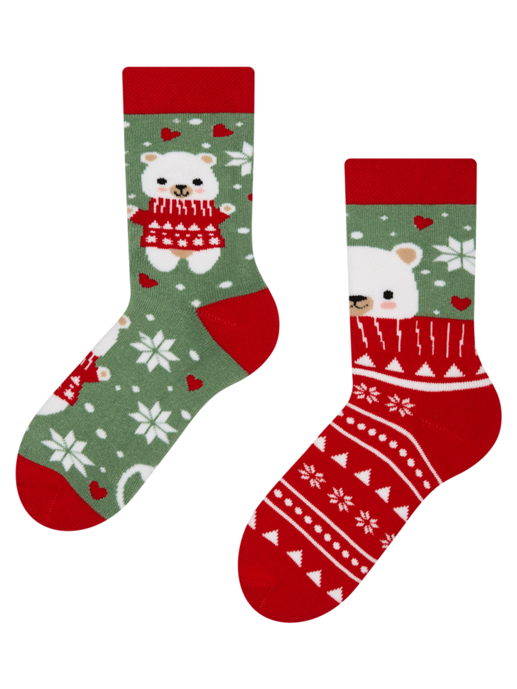 Chaussettes chaudes enfants Ours portant une écharpe