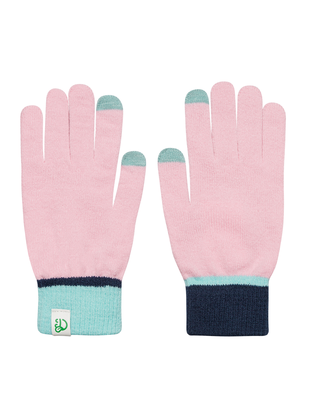 Gants tricotés rose clair et bleu