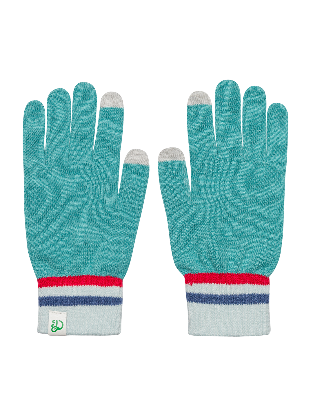 Gants tricotés turquoise et rouge