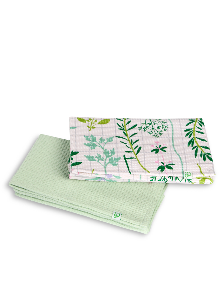 Paquet de 2 serviettes de cuisine Herbes de jardin
