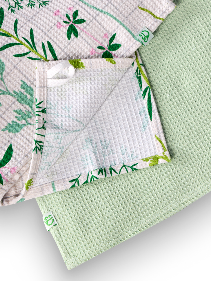 Paquet de 2 serviettes de cuisine Herbes de jardin