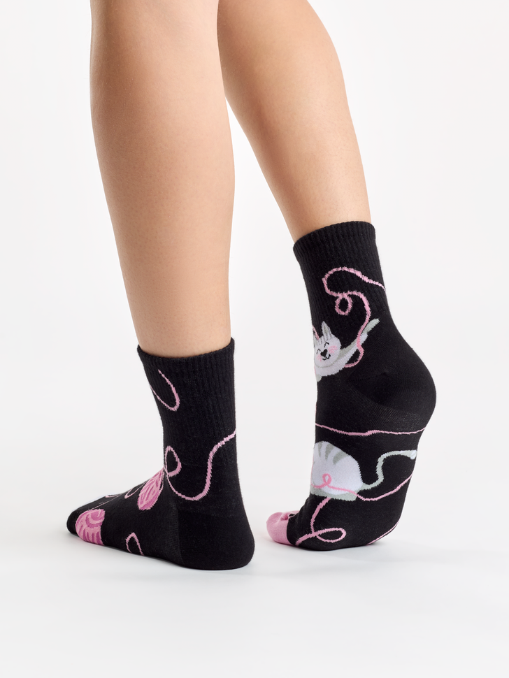 Chaussettes courtes Chat et balle
