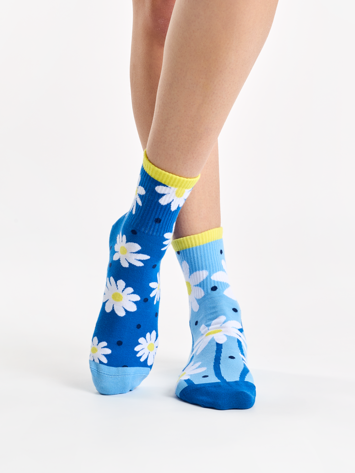 Chaussettes courtes Marguerites et points