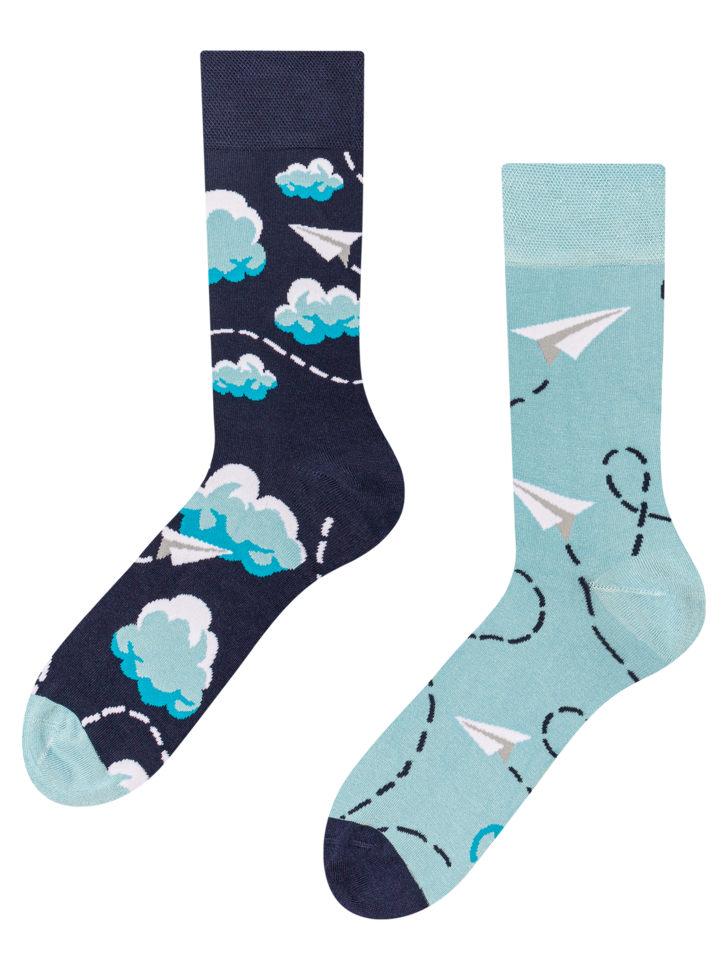Chaussettes bambou Avions en papier et nuages