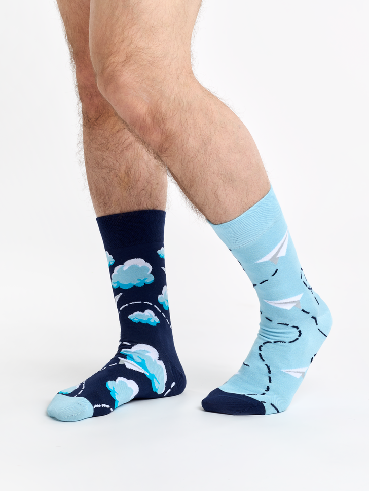 Chaussettes bambou Avions en papier et nuages