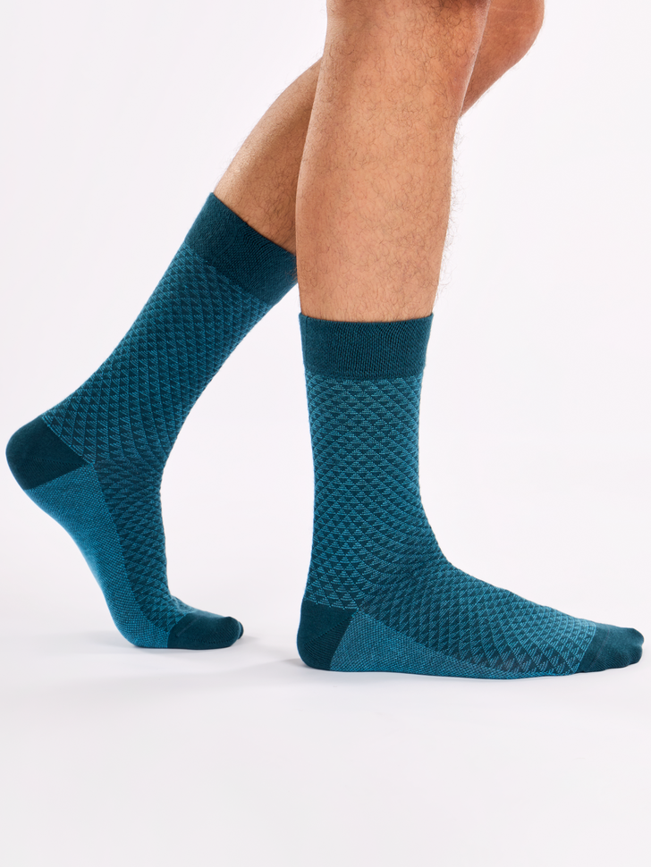 Chaussettes jacquard bleues émeraude
