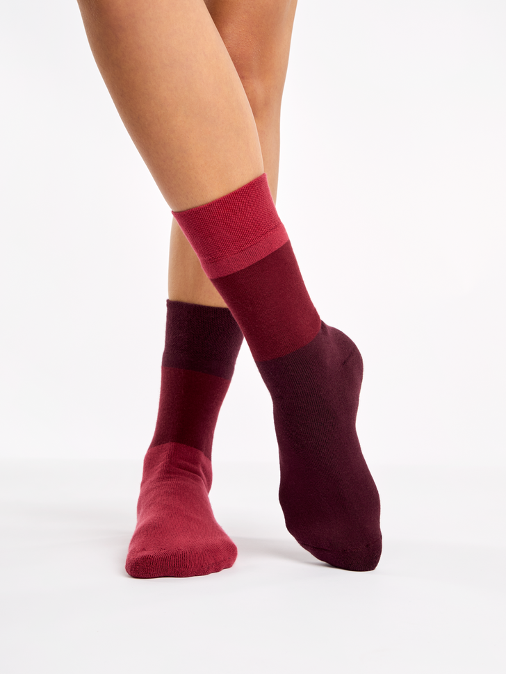 Chaussettes chaudes tricolores bordeaux