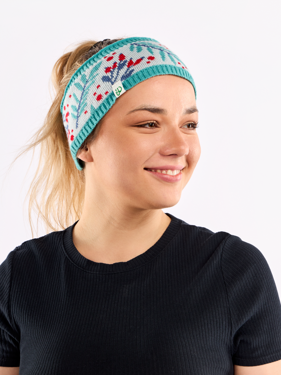 Bandeau tricoté Églantier dans la neige
