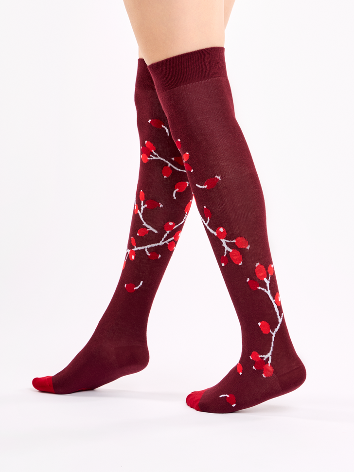 Chaussettes au-dessus des genoux Églantiers mûrs