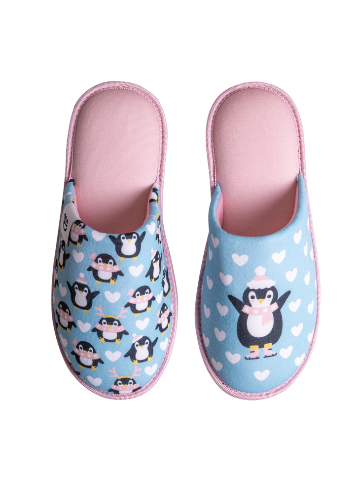 Pantoufles Manchot patinant sur glace