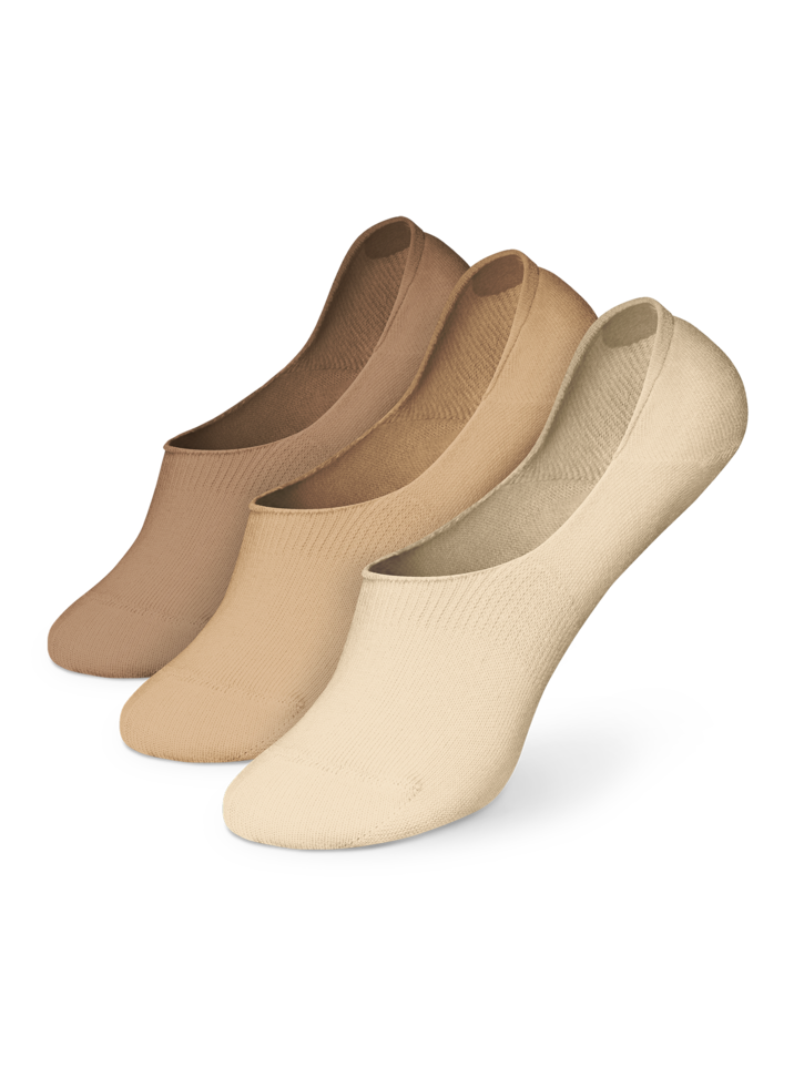 Lot de 3 paires de chaussettes invisibles en coton Naturel