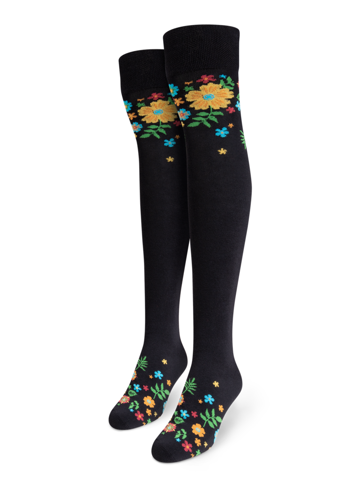 Chaussettes au-dessus des genoux Fleurs