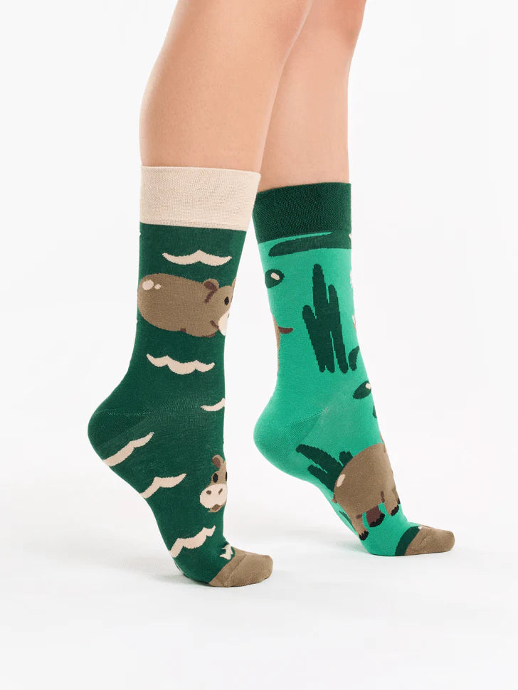 Chaussettes Hippopotame nageant