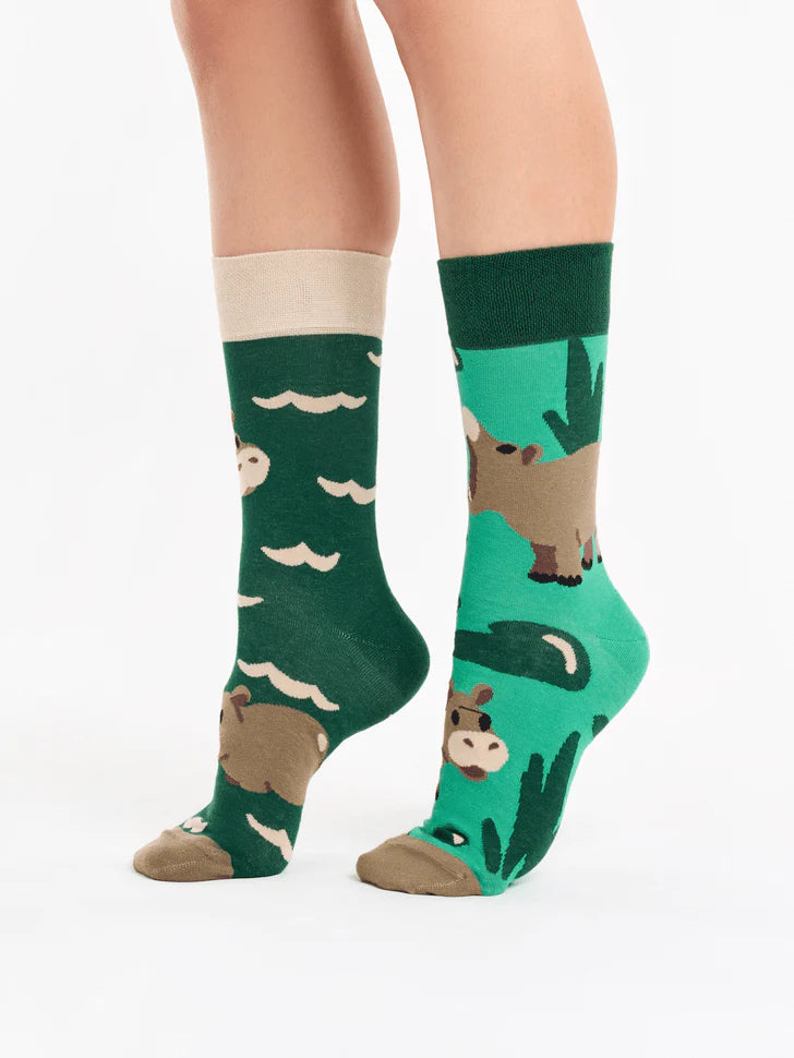 Chaussettes Hippopotame nageant