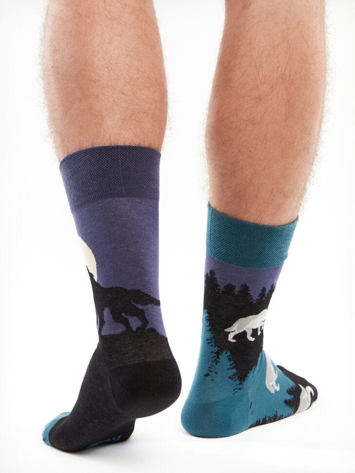 Chaussettes Loup hurlant à la pleine lune