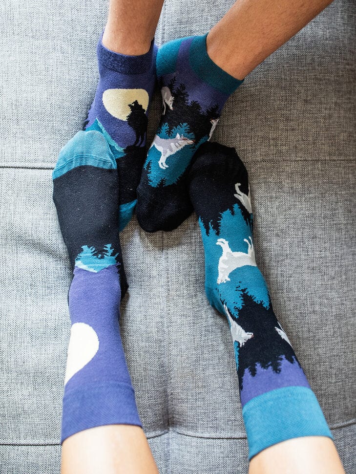 Chaussettes Loup hurlant à la pleine lune