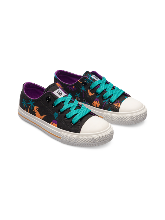 Chaussures en toile enfants Dinosaures et volcans