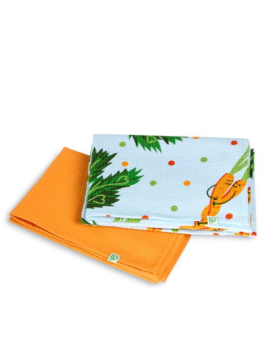 Paquet de 2 serviettes de cuisine Amour de la carotte