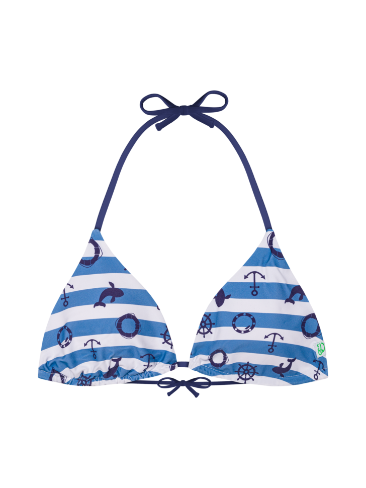 Haut de bikini triangulaire Rayures bleu marine