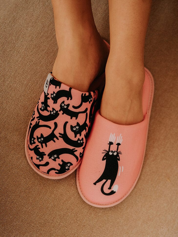 Le Bar a Chaussettes - Pantoufles Originales Chats Roses